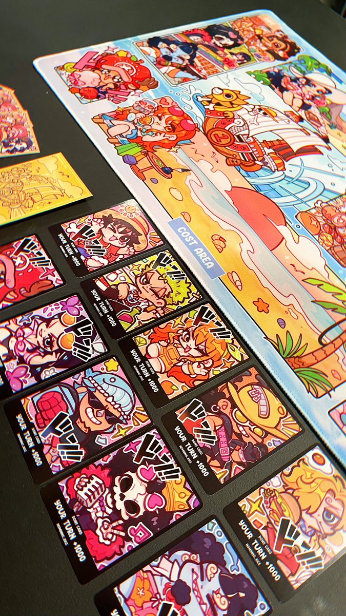 Nominno_rice's tweet image. My playmat, don cards and card sleeves are here!!!!🥹🥹🥹 I will be bringing them to Sydney Smash 2025 first!! Cause it’s a interstate con for me I can only bring a few 😆