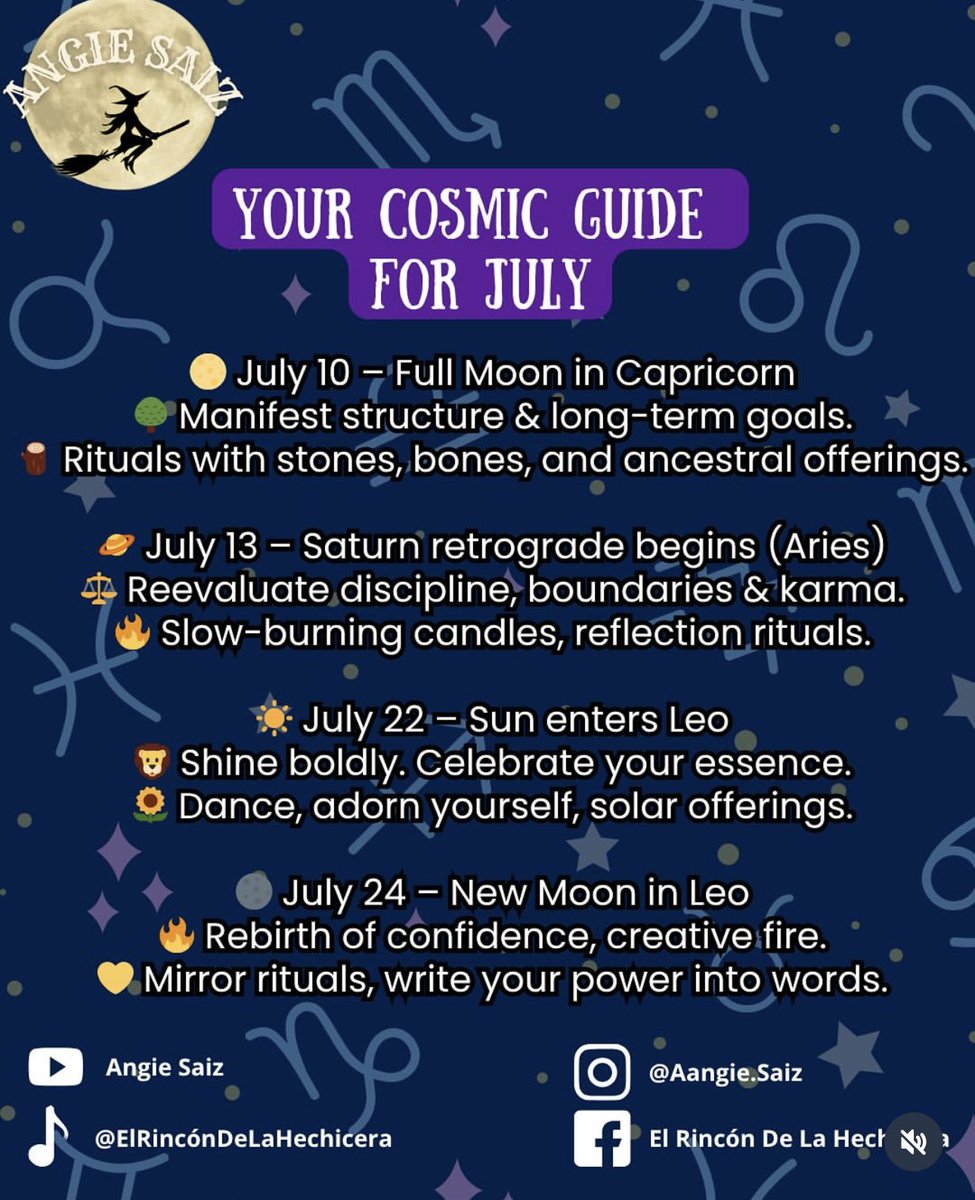 angie_saiz's tweet image. 🌿✨ From ancient wisdom, July 2025 opens portals of transformation and rebirth. The stars whisper sacred rituals to release the old and plant new intentions. May the magic of the cycles guide you toward your true destiny. 🌙

#NaturalMagic #ModernDruid #CosmicCycles…