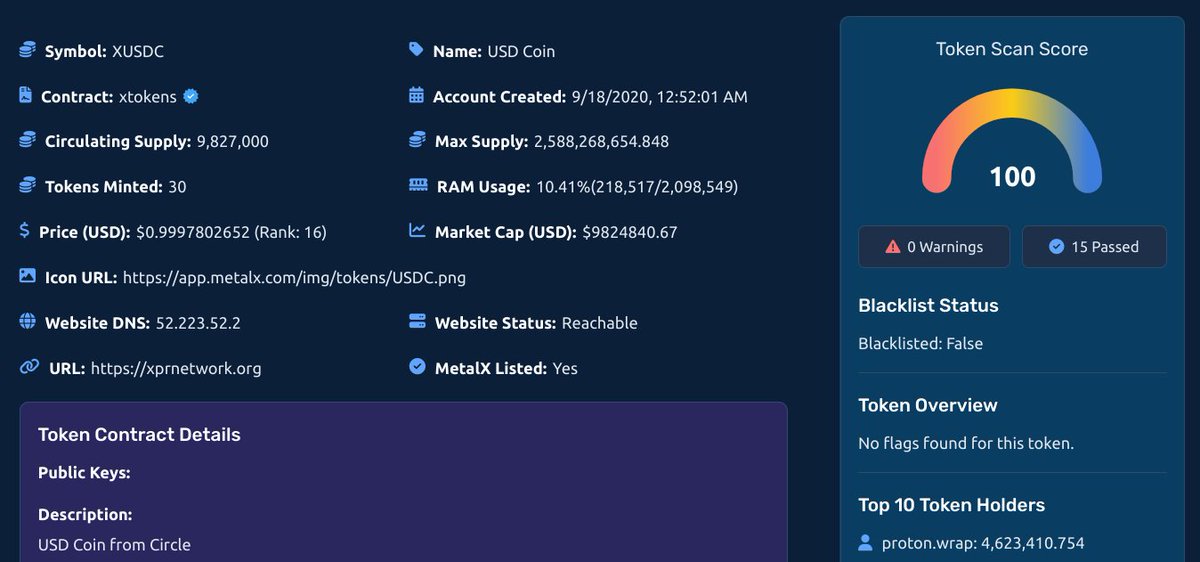 alvosec's tweet image. Always be cautious when dealing with tokens from unknown sources. Use our tool to quickly get all the key details about any token on the #XPRNetwork.
xprotect.org/token-scan/