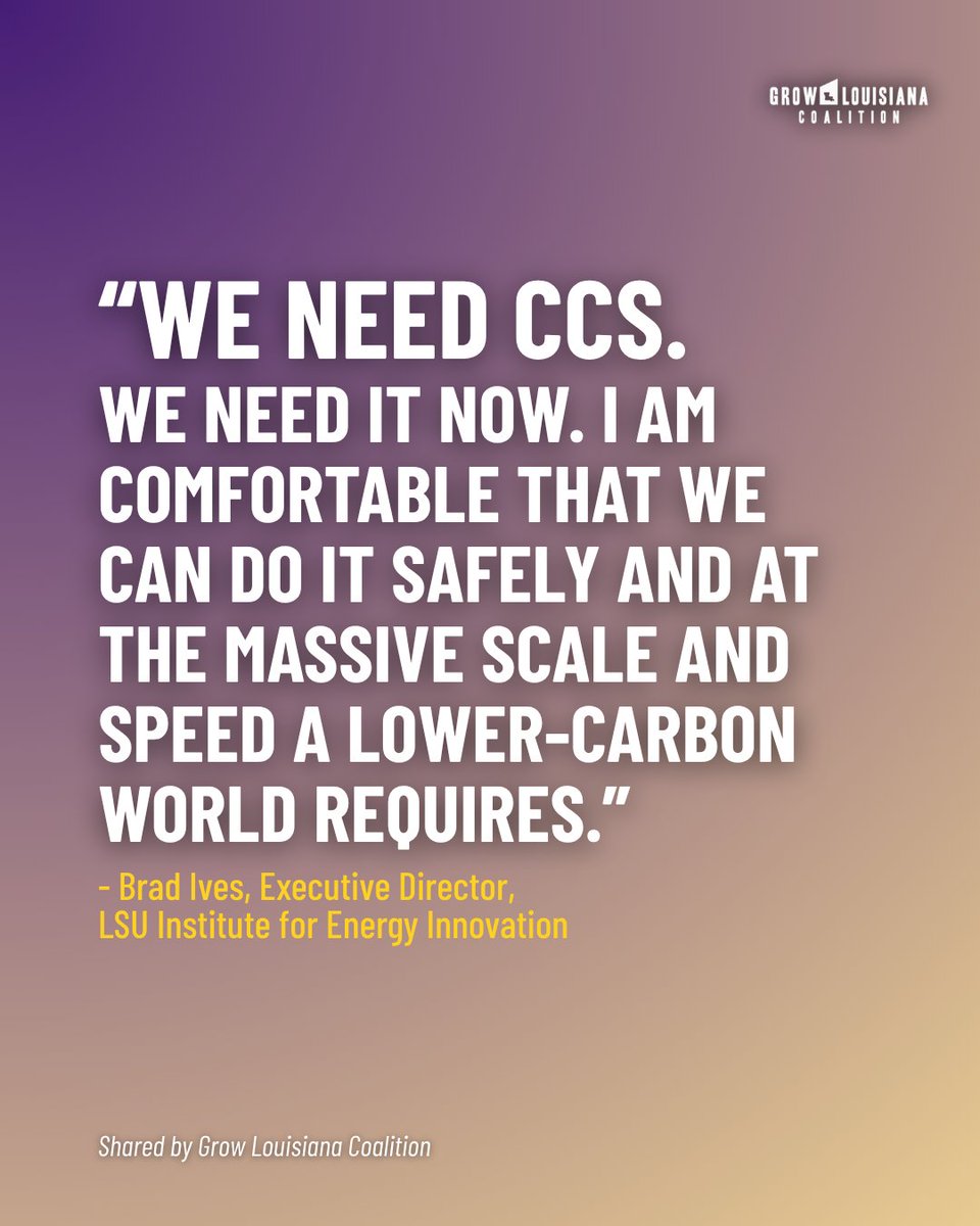 GrowLACoalition's tweet image. Many people still question carbon capture and storage, but @LSU’s experts know why we cannot wait.
Brad Ives, Executive Director of LSU’s Institute for Energy Innovation, has done the research and seen the facts. The technology works. Louisiana has the geology, the people, and…