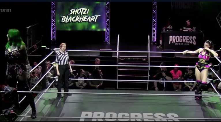 goodbadwrestle's tweet image. Was looking for something to watch tonight on Triller+. @ThisIs_Progress is always solid so started watching #Chapter181
Just starting match 4 and holy crap it's only Shotzi Blackheart vs Nina Samuels!!!
#GoodCopMoment