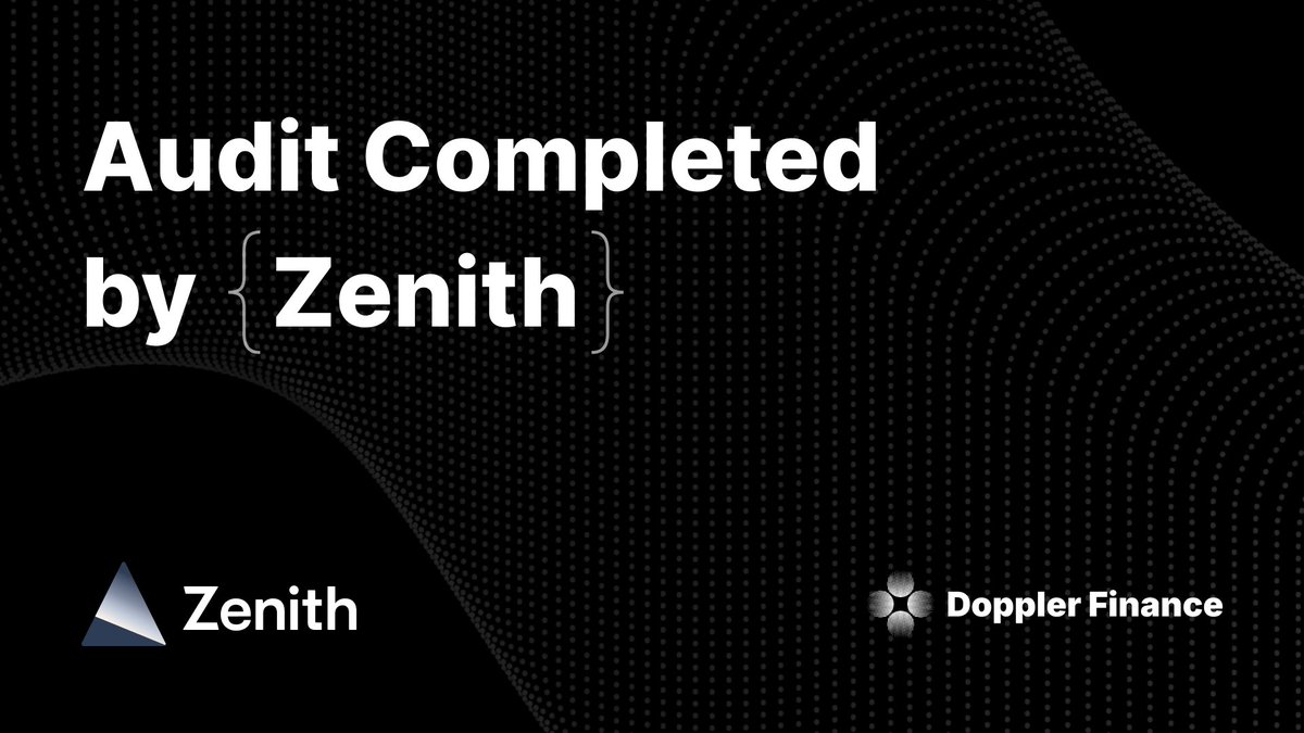 Doppler Finance (@doppler_fi) on Twitter photo Doppler Finance has been successfully audited by Zenith.
<a href="/zenith256/">Zenith</a> is the trusted security team behind audits for 1inch, Succinct, Berachain, and over 50 top protocols.
The audit process with Zenith was a great experience thanks to their fast and clear communication.
Use Doppler Finance has been successfully audited by Zenith.
<a href="/zenith256/">Zenith</a> is the trusted security team behind audits for 1inch, Succinct, Berachain, and over 50 top protocols.
The audit process with Zenith was a great experience thanks to their fast and clear communication.
Use