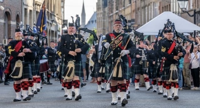jocklad1977's tweet photo. June a busy month indeed. We travelled to Belgium to commemorate the 110th anniversary of the Battle of Hooge. And had the honour of playing at the Menin Gate ceremony. https://t.co/5QtZ0MaCTY
