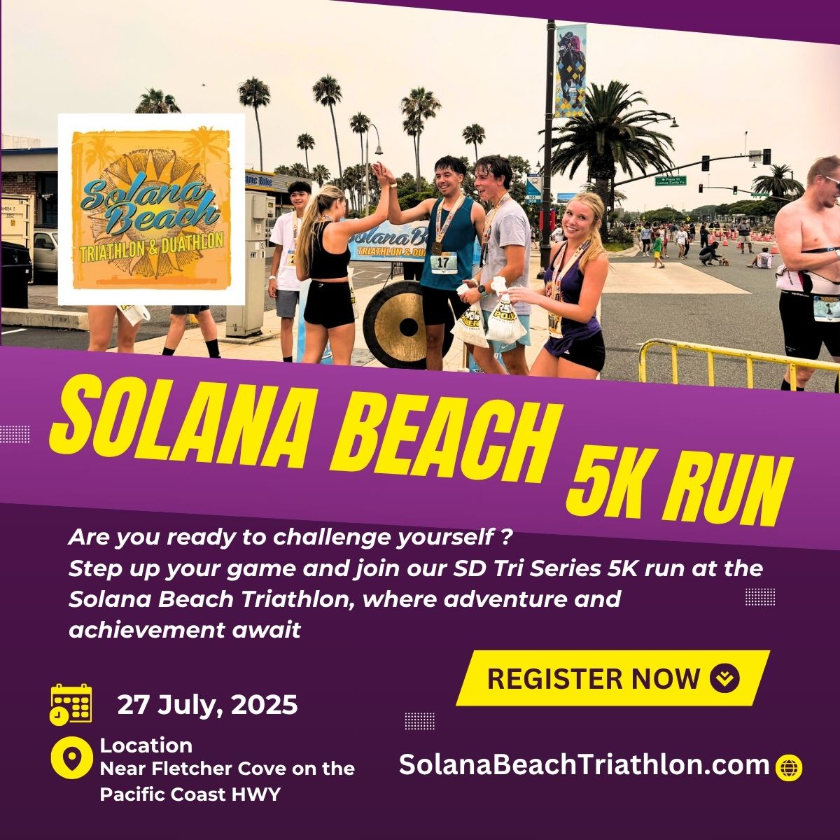 👟 Just want to run? We’ve got a 5K!
🏊‍♀️ Want it all? Sprint Triathlon is waiting.
July 27 in Solana Beach = medals, tanks, and cold Seek Beer.
Register now: solanabeachtriathlon.com
#SDTriSeries #KOZEvents #SolanaBeachTriathlon