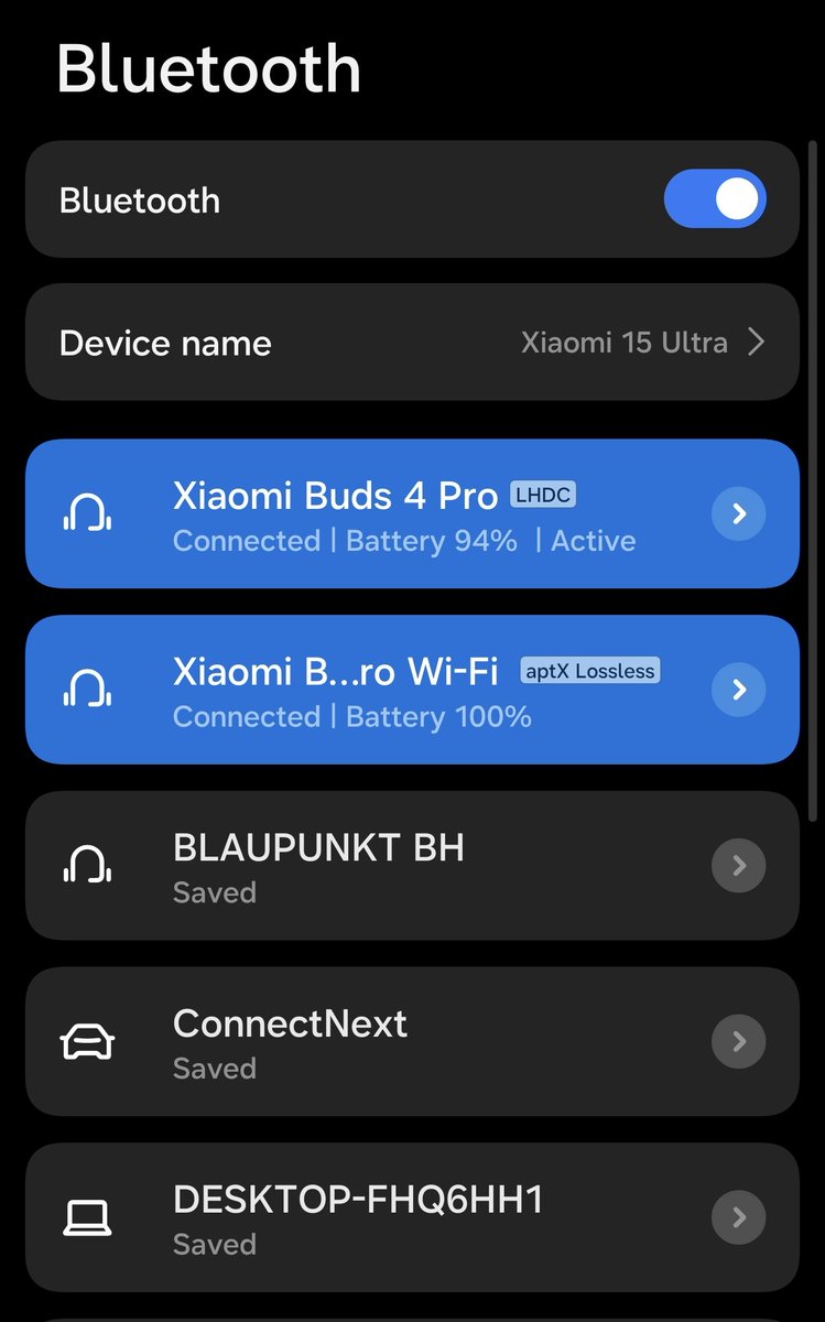 krishkliks's tweet image. Usage Update: 5
🎧 Serious audio game on Xiaomi 15 Ultra!
Tested all major codecs & this one’s for real music lovers:
No COMPROMISE 💯🔥
✅ aptX Lossless (4.2 Mbps) 🤯
✅ aptX Adaptive
✅ LHDC, LDAC
✅ AAC & SBC
From audiophile headphones to TWS buds, it sounds just right 💯