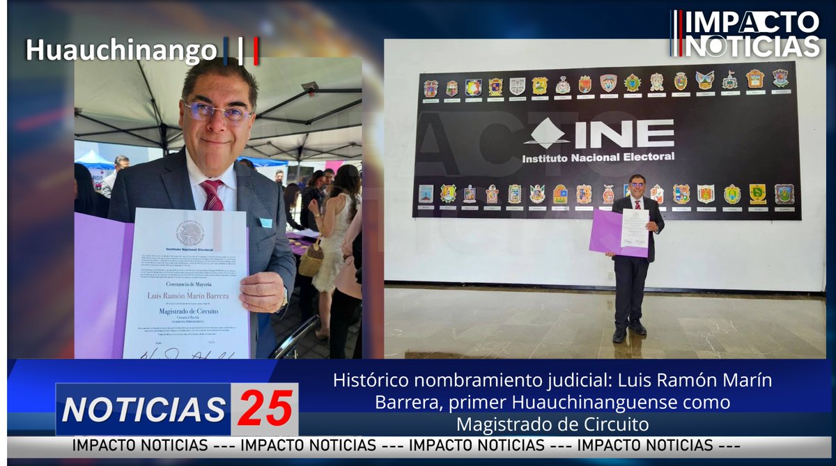 QuintoPoderN's tweet photo. 📰 Histórico nombramiento judicial: Luis Ramón Marín Barrera, primer Huauchinanguense como Magistrado de Circuito https://t.co/J32b4BUfGM https://t.co/iFvhkLcXhr