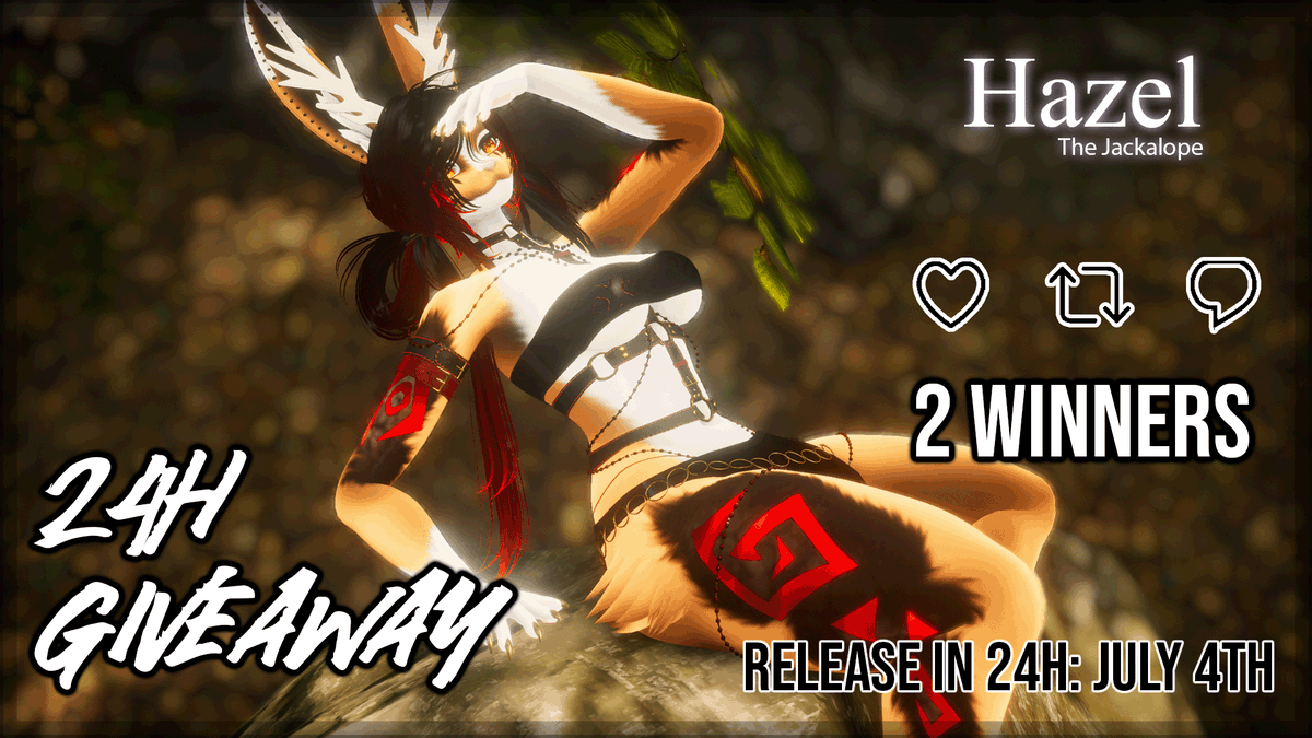 🐇 Hazel, The Jackalope - releasing tomorrow!

We're hosting a 24h launch giveaway for her:
- Like, Follow, Retweet
- Comments are optional
- 2x Winner

Good luck!