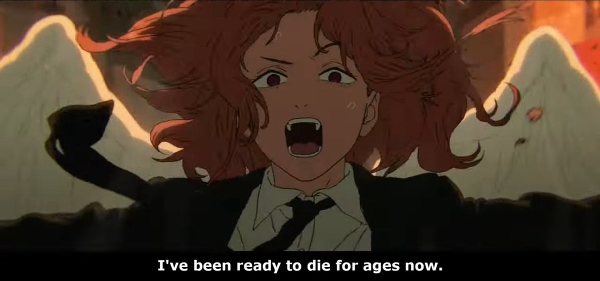 softboyaki's tweet image. aki’s va said THIS is the scene he’s most excited to voice, but so far they only previewed angel’s lines…
i WILL break when we hear his delivery of aki’s