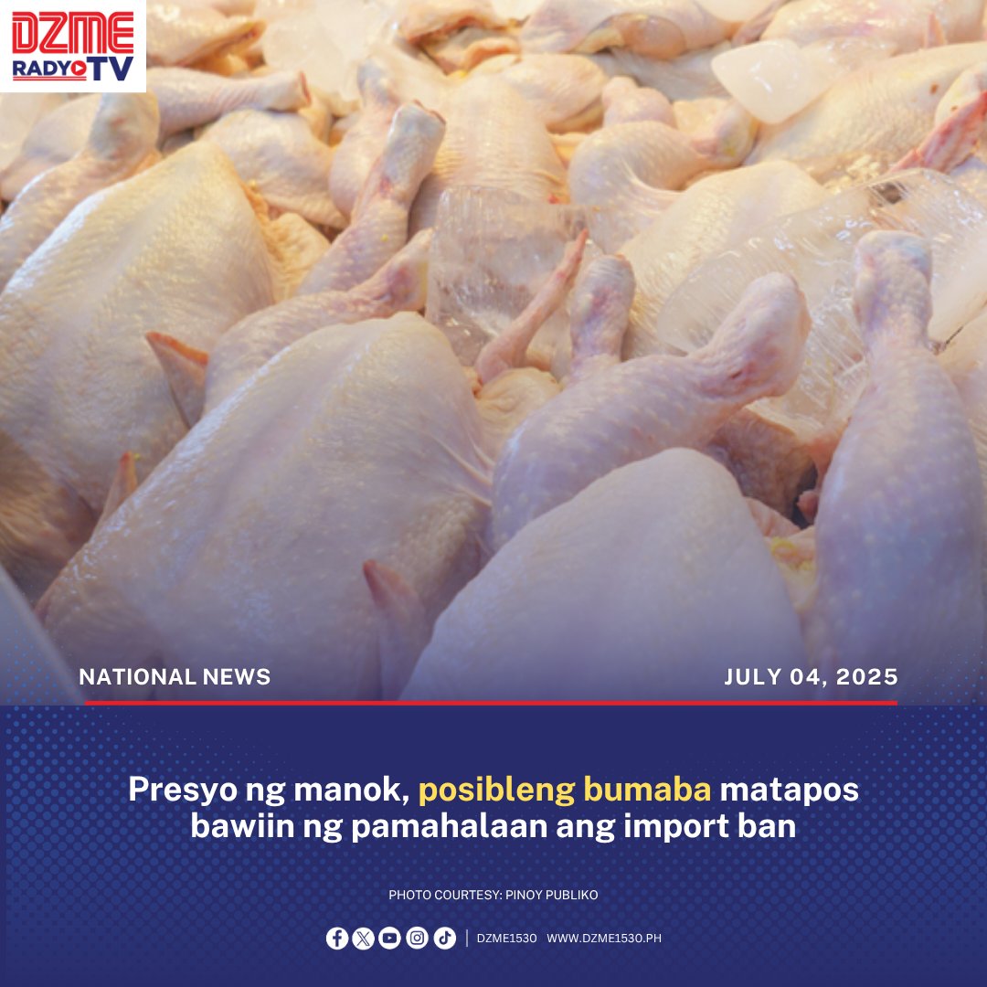 Una nang nilagdaan ni Agriculture Sec. Francisco Tiu Laurel Jr. ang memorandum orders na nag-aalis sa temporary import ban sa poultry products mula sa Brazil at anim na states sa US.

Basahin: tinyurl.com/4k74w25r