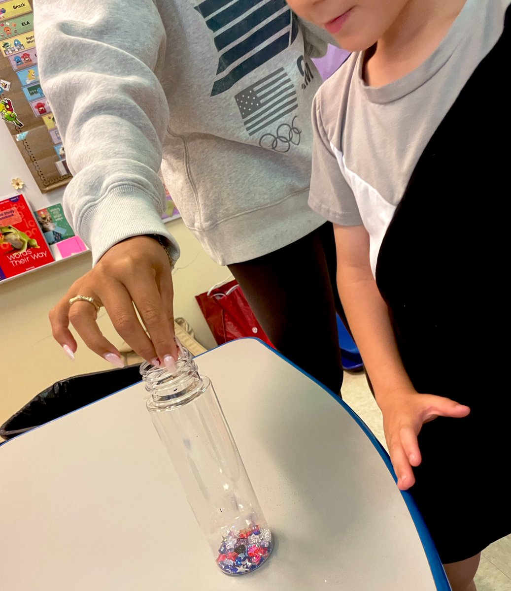 Today we joined <a href="/MissZ823/">Rebecca Zaslavsky, M.Ed., Ed.S.</a>’s class to make 4th of July sensory bottles!💙♥️🤍✨
