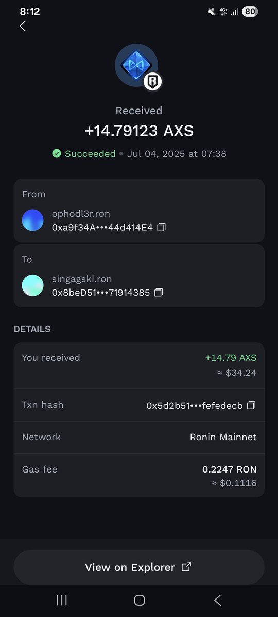 Wow. Thanks <a href="/OP_hodl3r/">𝓐𝓳𝓮𝓳𝓮 ₿𝓻𝓪𝔃𝓸𝓻𝓯 ∞/21M (✈️,🏨)</a> <a href="/thetickeriscag/">Cute Asian Girl $CAG</a> ! Got me some stimy.

$CAG $AXS $RON