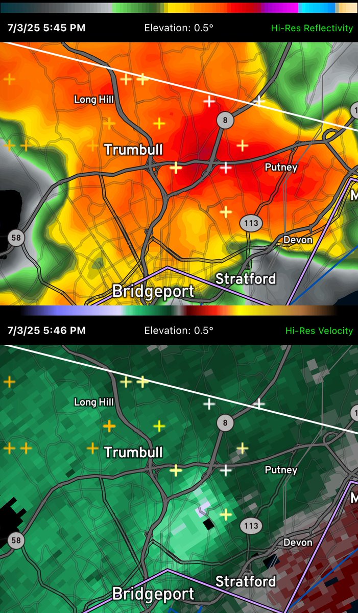 Danbury_WX's tweet image. The path from Trumbull to Milford got hit hard by a microburst. Lots of tree damage reported.