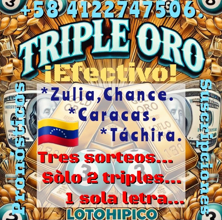 lotohipico's tweet photo. #ACTIVADOS TRIPLE 🏆ORO.
Entrega antes de las 10 am.
Jugamos 1 sola letra...."A".
#ANIMALITOS #TRIPLES #LOTERIA #Venezuela #LOTTOACTIVO #lagranjita
#Zulia #Chance #azar #suerte #Hipismo. https://t.co/tjUz44dyii