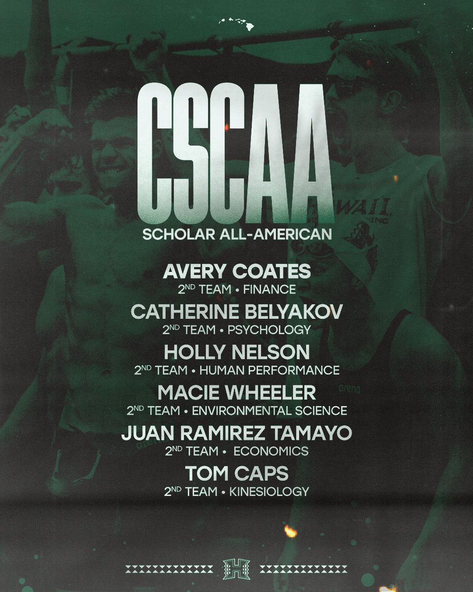 Stacking accolades 📚

Congratulations to Avery Coates, Catherine Belyakov, Holly Nelson, Juan Esteban Ramirez Tamayo and Tom Caps on earning CSCAA Scholar All-American Second Team honors! 🌈

#GoBows