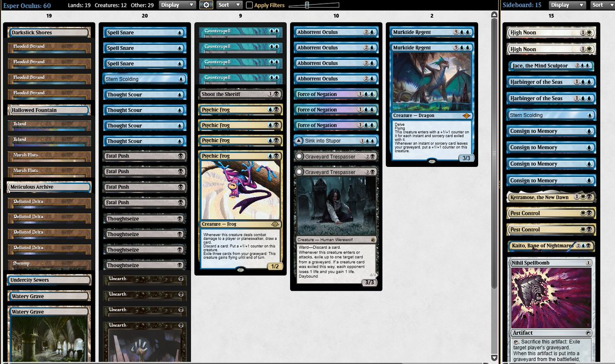 🏆🏆 Hype.  5-0, 10-1 league on stream, beating Mono U Belcher, Jeskai Control, Esper Goryo's, Amulet, and Zoo.  Only game loss was the very first game of round 1 against Belcher.  Trespasser and Ketramose were cracked.