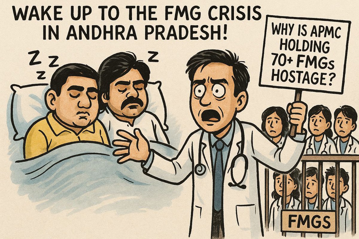 YSRCPStudtWing's tweet image. 🧵 THREAD: Andhra Pradesh ’s FMGs ( Foreign Medical Graduates) are starving for justice under the NDA Coalition of @JaiTDP @JanaSenaParty &amp;amp; @BJP4India !

Main leaders @ncbn , @PawanKalyan &amp;amp; @naralokesh have turned a blind eye to the situation.

#WeStandWithDoctors 
#SaveFMGs