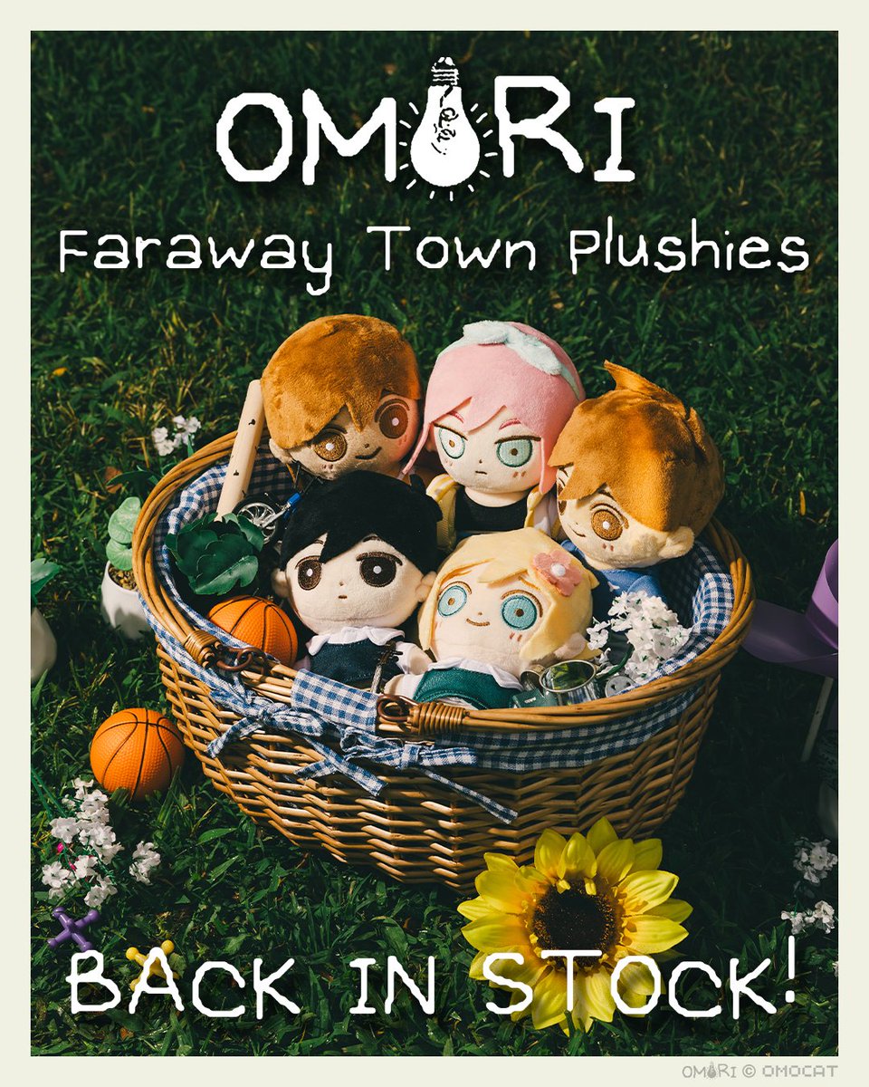 _omocat's tweet image. OMORI FARAWAY TOWN plushies are back in stock! (omocat-shop.com/collections/om…)