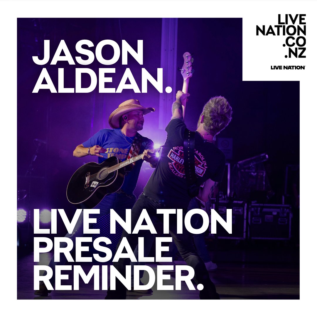 Live Nation Presale Reminder ‼️ Our members presale for Jason Aldean starts 1pm NZST today! Register or log in to get your tickets → lvntn.com/JANZ26

📍 Touring February 2026