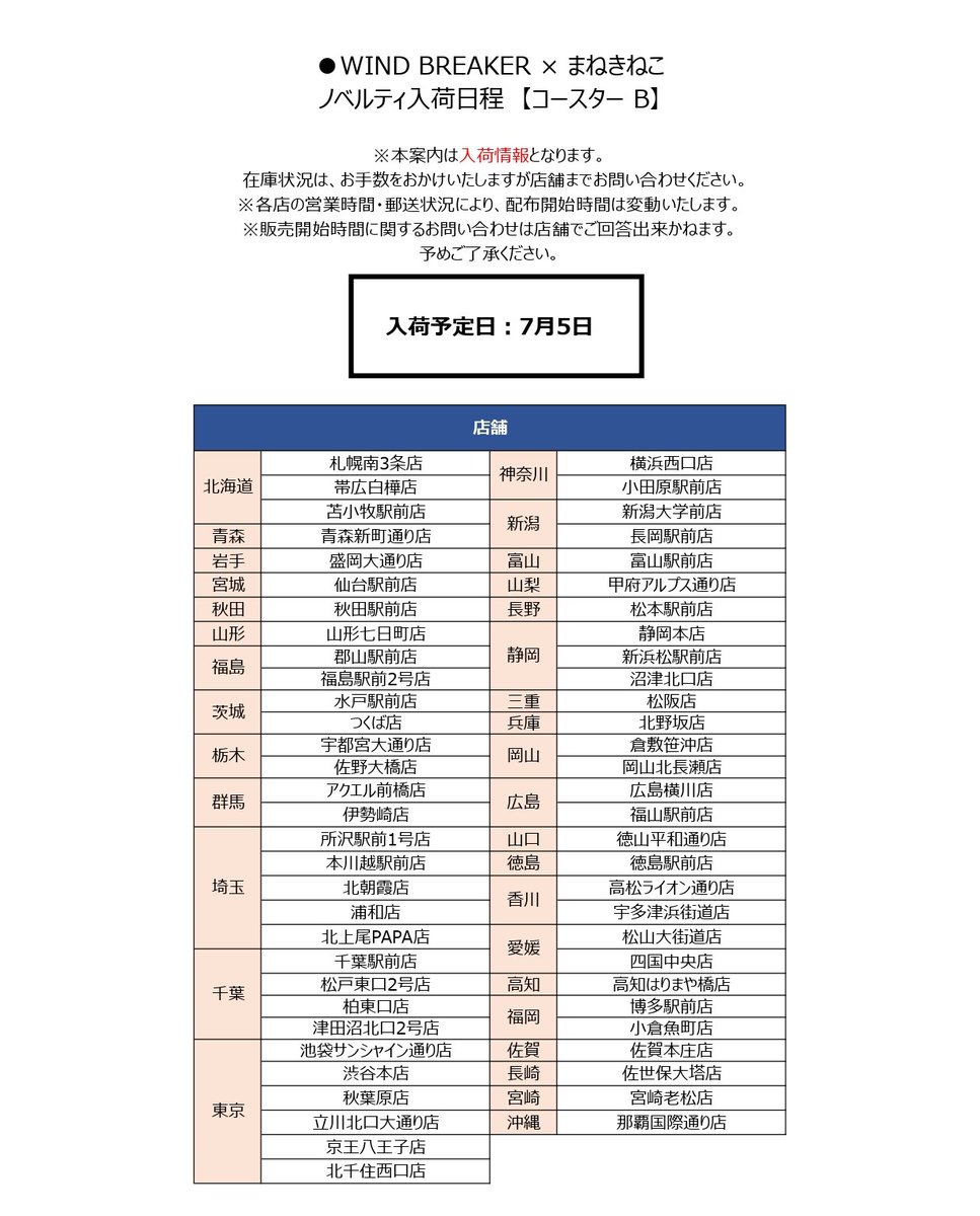 🌟再入荷情報🌟 TVアニメ「WIND BREAKER」×#まねきねこ ノベルティの再