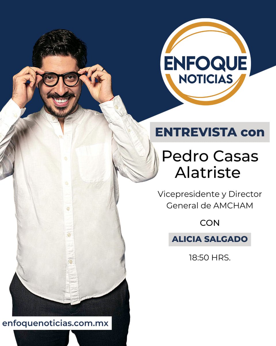 Enfoque Noticias (@enfoquenoticias) on Twitter photo 🎙️ | <a href="/AliciaSalgadoMX/">Alicia Salgado</a> entrevista a <a href="/PedroCasas/">Pedro Casas Alatriste</a>, vicepresidente y director general de <a href="/AmChamMexico/">American Chamber/Mexico</a> sobre su participación en el panel Haciendo negocios en Norteamérica: Oportunidades, retos y alianzas estratégicas
📻100.1 FM y 1000 AM
💻en enfoquenoticias.com.mx 🎙️ | <a href="/AliciaSalgadoMX/">Alicia Salgado</a> entrevista a <a href="/PedroCasas/">Pedro Casas Alatriste</a>, vicepresidente y director general de <a href="/AmChamMexico/">American Chamber/Mexico</a> sobre su participación en el panel Haciendo negocios en Norteamérica: Oportunidades, retos y alianzas estratégicas
📻100.1 FM y 1000 AM
💻en enfoquenoticias.com.mx