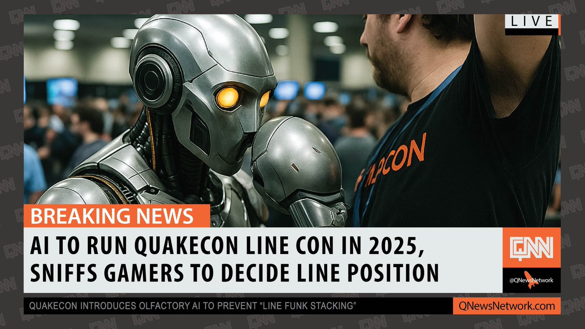 AI is now judging your smell at QuakeCon Line Con. And yes, Axe will screw you. Discover how deodorant choice now determines your queue destiny. Read more: qnewsnetwork.com/nuo5
#quakecon #qc25 #qnn #qnewsnetwork #lanallnight @quakecon