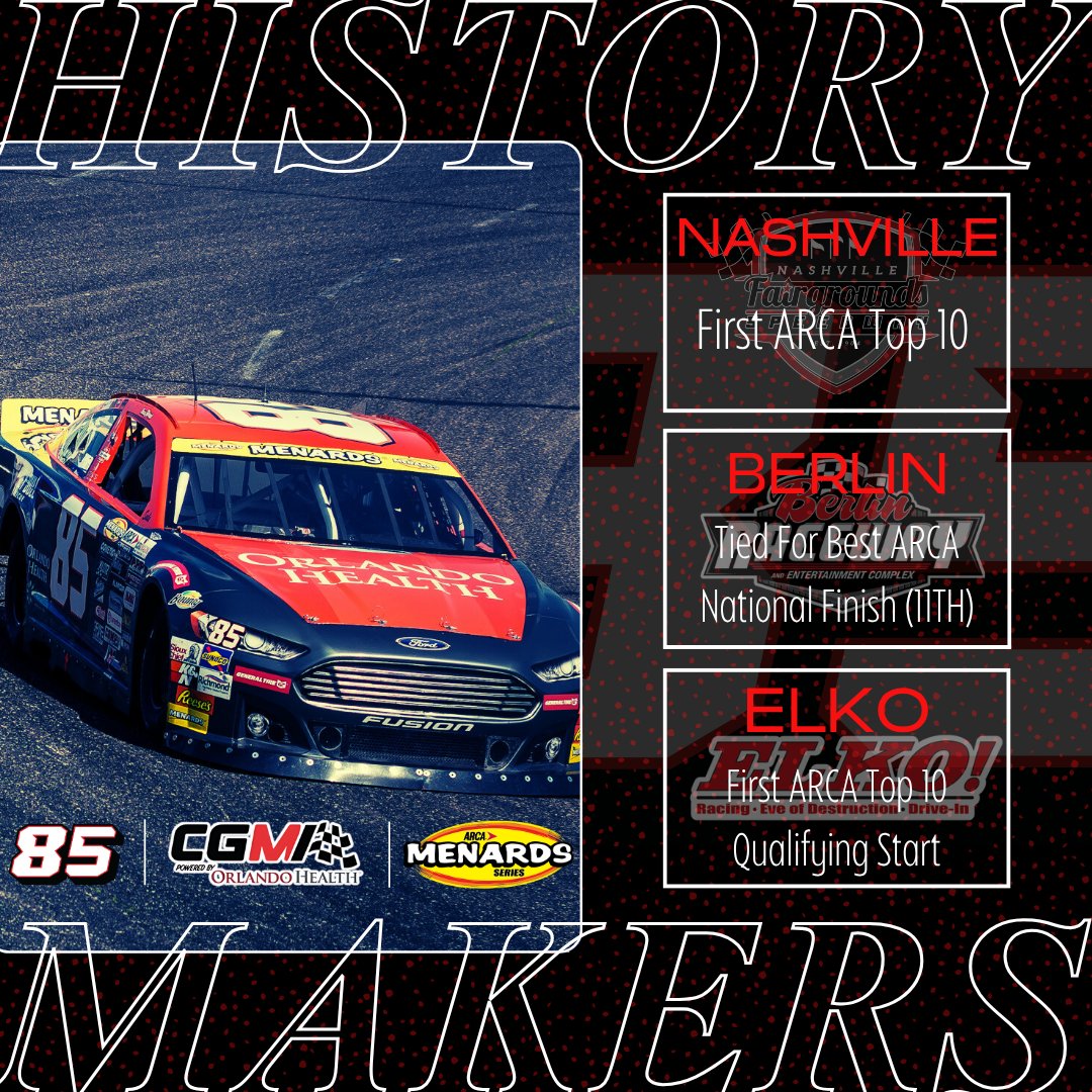 CGmotorsportsFL's tweet photo. 🏁 History Makers! 🏁

The #85 CGM crew has been on a roll these past few months with Becca Monopoli behind the wheel!

✅ First ARCA Top 10
✅ First Top 10 Qualifying Effort
✅ Tied a Team & Career Best in ARCA National Competition at Berlin

It’s been a run to remember — and we’re just getting started.  Let’s write more history at IRP! 💪

#ARCA | #CGM | #LetsGoRacing | @orlandohealth