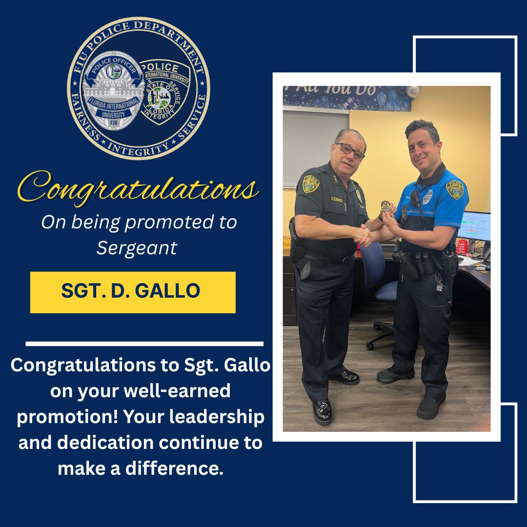 Join us in congratulating Sgt. D. Gallo on his well-deserved promotion! Your hard work, leadership, and commitment to service continue to inspire us all. Well done!