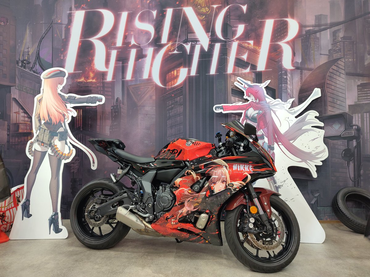 slavicw33b's tweet photo. Sweet bike!  Not sure if its and r7? Hmmm. #NIKKE #NIKKEAX2025 #AX2025 https://t.co/U62DaESznL