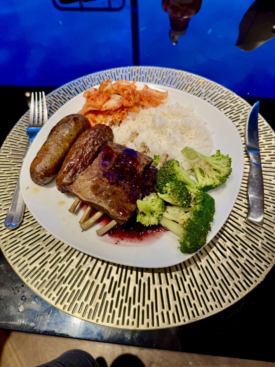 I love my Bear ribs &amp; Sausage with blueberry and beef broth sauce. 😋❤️