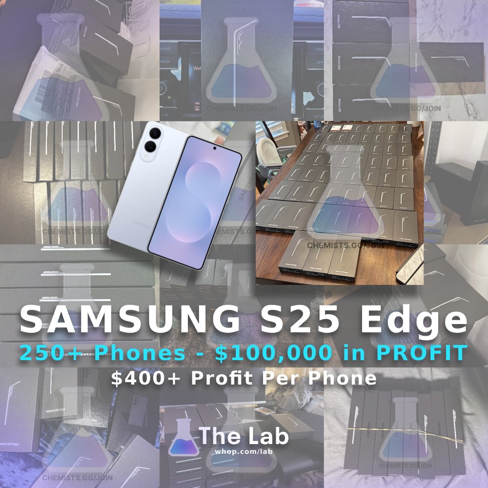 LaboratoryAIO's tweet image. Our Members made $100,000 in PROFIT on this Samsung S25 Edge Price Error. 

This sat in stock for HOURS. Our members ran up the credit card bills and it PAID OFF.

Join The Lab to up your resell game to unseen levels.
14 Days FREE👉 whop.com/lab