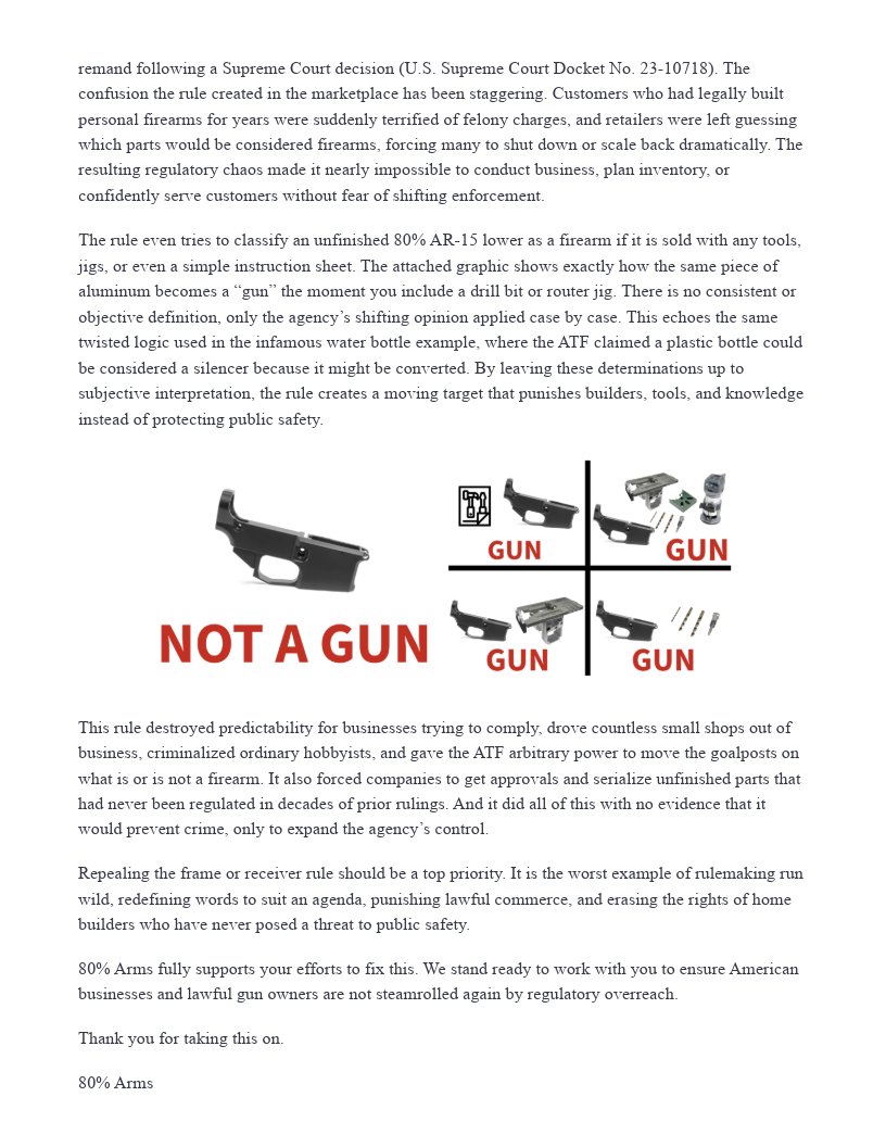 80PercentArms's tweet image. 🚨 🚨 DOGE is working with ATF to scrap 50+ Biden-era gun rules by July 4 under Trump’s executive order. That means less red tape, a shorter 4473, and a focus on real criminals instead of home builders. Protect your rights — share and tag pro-2A friends. #2A #GunRights