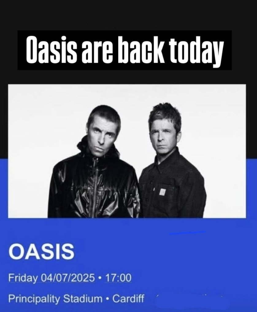 oasisworld_'s tweet photo. TODAY IS GONNA BE THE DAY
#Oasis
#Oasis25 https://t.co/sSYH5JrGEz