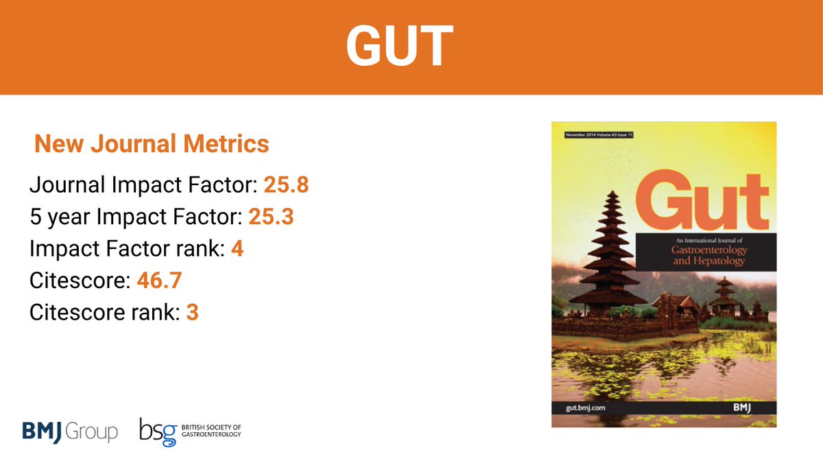 Gut Journal (@gut_bmj) on Twitter photo Pleased to announce the <a href="/Clarivate/">Clarivate</a> 2025 citation reports have calculated the new <a href="/Gut_BMJ/">Gut Journal</a> 2024 impact factor to be 25.8. The other new journal metrics are listed below. Thank you to all our reviewers, authors and readers from our Editor in chief <a href="/emadelomar/">Emad El-Omar</a> and everyone at Pleased to announce the <a href="/Clarivate/">Clarivate</a> 2025 citation reports have calculated the new <a href="/Gut_BMJ/">Gut Journal</a> 2024 impact factor to be 25.8. The other new journal metrics are listed below. Thank you to all our reviewers, authors and readers from our Editor in chief <a href="/emadelomar/">Emad El-Omar</a> and everyone at