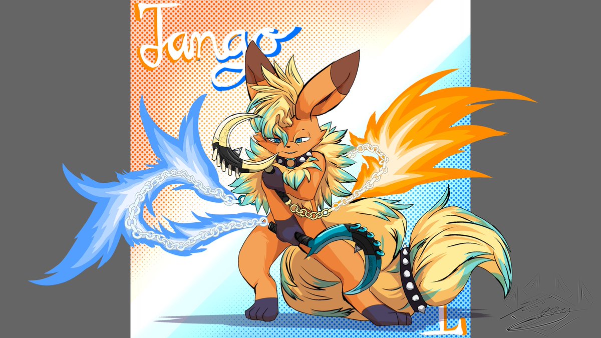 McMigMiggy's tweet photo. 1st Art Attack/Friendly fire - Tango

My first art attack featuring Tango with duo sickles in flaming chains. Tango belongs to @MystyKitsune! 

🔥
#artfight2025 #flareon #pokemon #art https://t.co/QSrj89SJ69