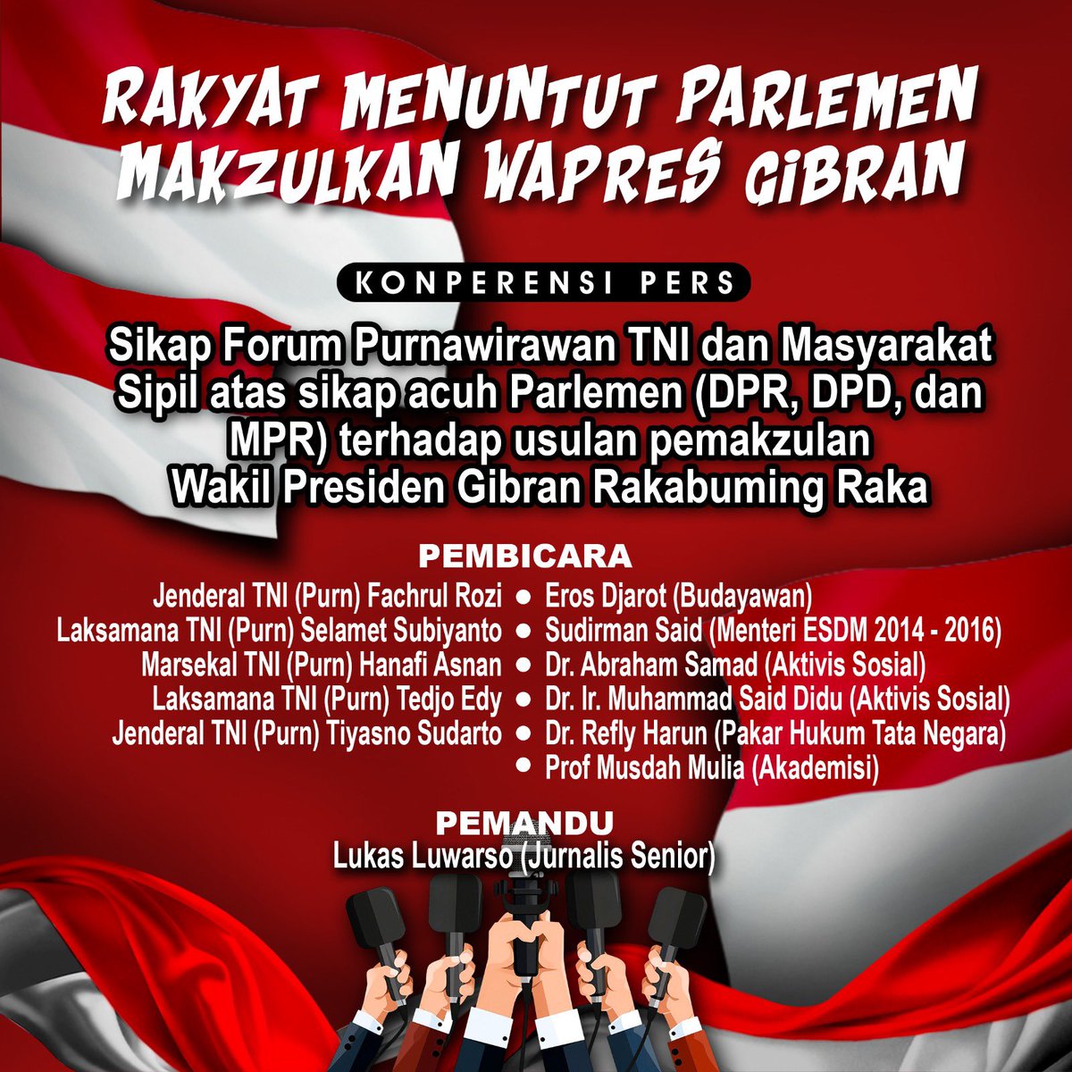 Seberapa banyak yang like dan berdiri bersama para Purnawirawan TNI dalam upaya penyelamatan bangsa.

Repost &amp; Like agar Gemanya bergetar ke seantero bangsa.