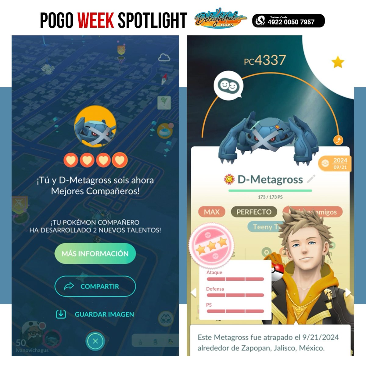 Maxxeado, perfecto, con la medalla de mejores y aparte es extra chiquito… ya solo falta que le liberen su mega y uffff, a destrozar.

¿Cuál es su mejor Metagross? <a href="/PokemonGo_GDL/">Pokémon GO GDL</a> 

#Metagross #pokemongo #Acero