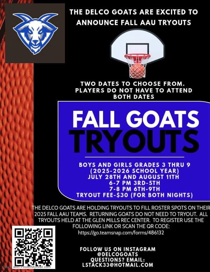 @Coach Maloney22 (@maloney22coach) on Twitter photo Fall tryouts approaching . Change of scenery, new coaches whatever the reason join the Goats Family where we value development and competing rather than t shirts . Improve your game with us . <a href="/delcogoats/">Delcogoats</a> <a href="/ChescoHoops/">Chesco Hoops</a> Fall tryouts approaching . Change of scenery, new coaches whatever the reason join the Goats Family where we value development and competing rather than t shirts . Improve your game with us . <a href="/delcogoats/">Delcogoats</a> <a href="/ChescoHoops/">Chesco Hoops</a>