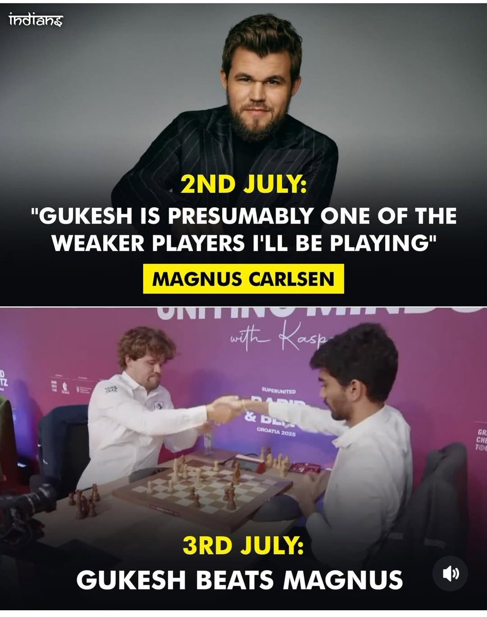 Never underestimate of indian 

#ChessBaseIndia #ChessChampionGukesh #Chess
