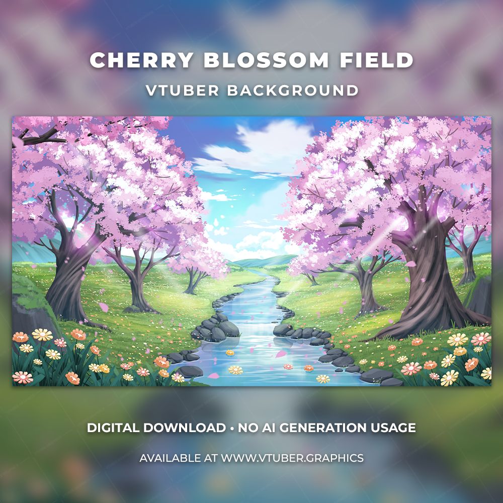 NEW ASSET ALERT! 🌸✨

Our Cherry Blossom Field Background is now available on our site (day and night animated versions).

Perfect for bringing that serene dreamy nature vibes to your streams!
