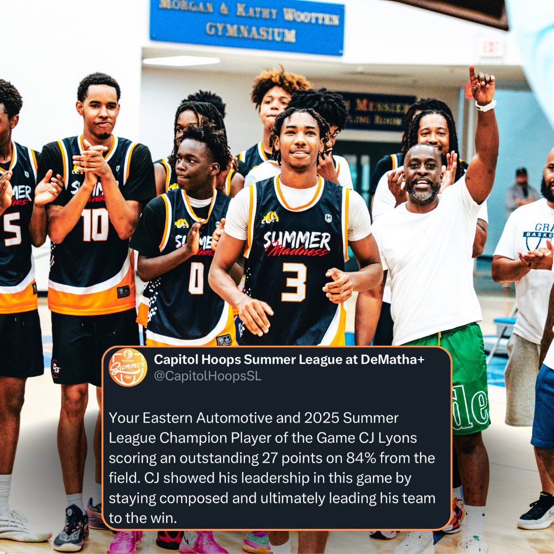 CapitolHoopsSL's tweet image. CJ Lyons went OFF tonight for 27 points (11-13 FG, 4-6 3PT FG) to lead Clinton Grace to its first ever Capitol Hoops Summer League Championship!
@clyons3_ @CG_Basketball