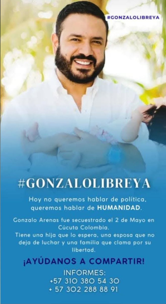 Tere en Desconcierto 🆘️🇨🇴 (@teresinblue) on Twitter photo <a href="/MonicaSaadeX/">Mónica Saade</a> su familia lleva dos meses sin noticias, sufriendo la indiferencia de las autoridades y de la sociedad… es un padre, esposo e hijo secuestrado
ayúdanos a llamar la atención frente a esta tragedia
#GonzaloLibreYa <a href="/MonicaSaadeX/">Mónica Saade</a> su familia lleva dos meses sin noticias, sufriendo la indiferencia de las autoridades y de la sociedad… es un padre, esposo e hijo secuestrado
ayúdanos a llamar la atención frente a esta tragedia
#GonzaloLibreYa