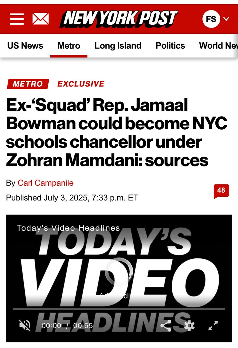FranSorin's tweet image. This is enough of a reason NOT to vote for Mamdani. @JamaalBowmanNY, as you may recall, was the Progressive who pulled a fire alarm in order to delay a key house vote. Is that who you would want running your NYC schools?
