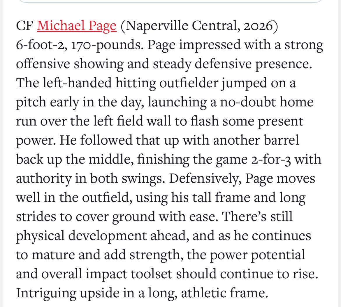 Michael Page (@michaelpage2026) on Twitter photo Thanks <a href="/pbtscouting/">Prep Baseball Scouting</a> for the write up. <a href="/BaseballNCHS/">NCHS Baseball</a> <a href="/NapRenegades/">Naperville Renegades</a> #uncommitted2026 #uncommitted Thanks <a href="/pbtscouting/">Prep Baseball Scouting</a> for the write up. <a href="/BaseballNCHS/">NCHS Baseball</a> <a href="/NapRenegades/">Naperville Renegades</a> #uncommitted2026 #uncommitted
