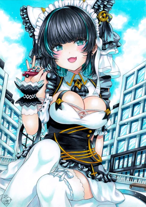 ご依頼していただき誠にありがとうございました ※タップで全体 #アナログイラスト #アズールレーン #チェシャー
