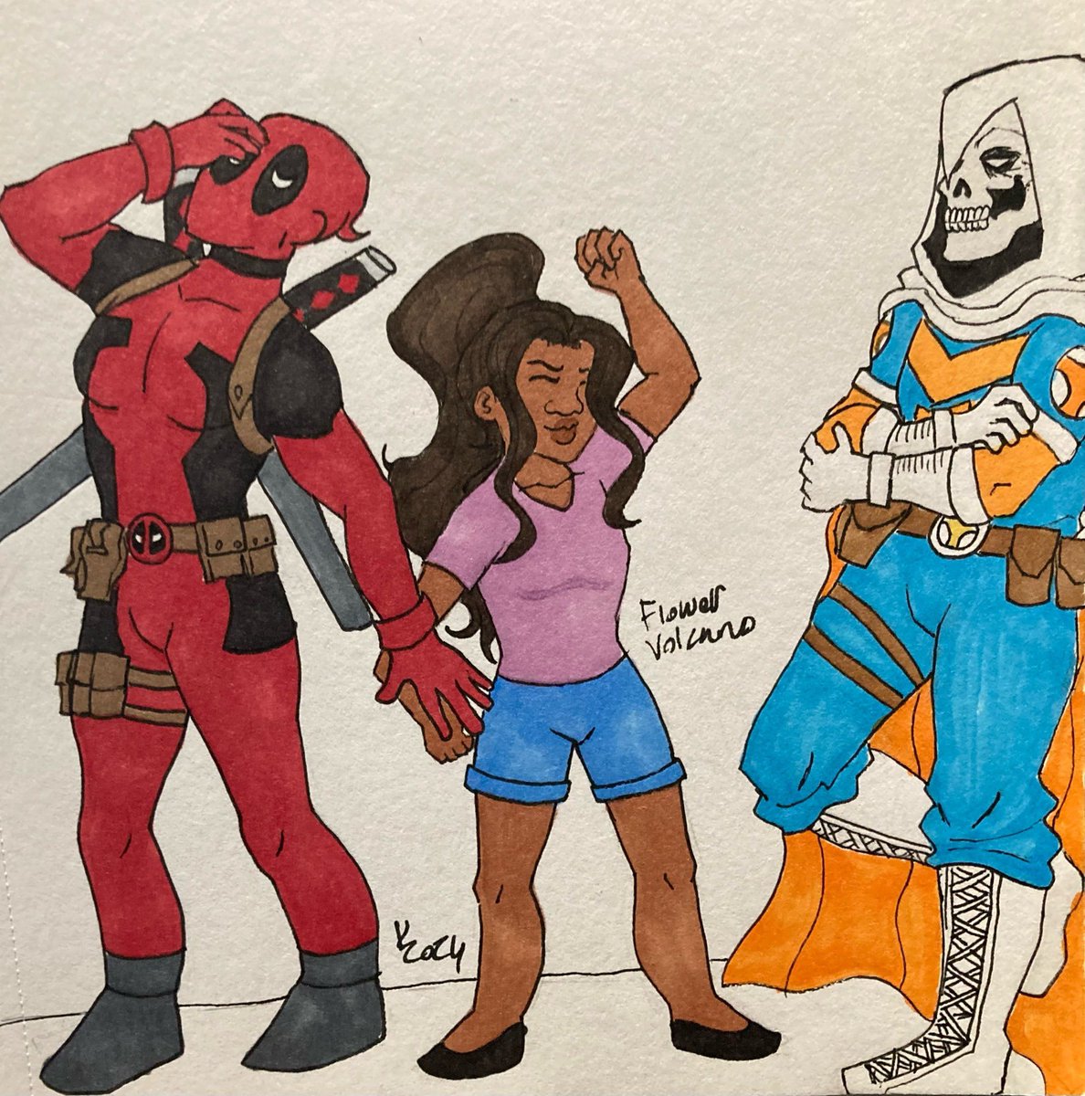 FIowerVolcano's tweet photo. Now that Cody Ziglar’s Deadpool run is finished I wanted to reupload the fanart I made during the past year

Gonna miss these guys so much <3

#Deadpool #Taskpool #EllieCamacho #WadeWilson #Taskmaster #TonyMasters https://t.co/GxICEEamgh