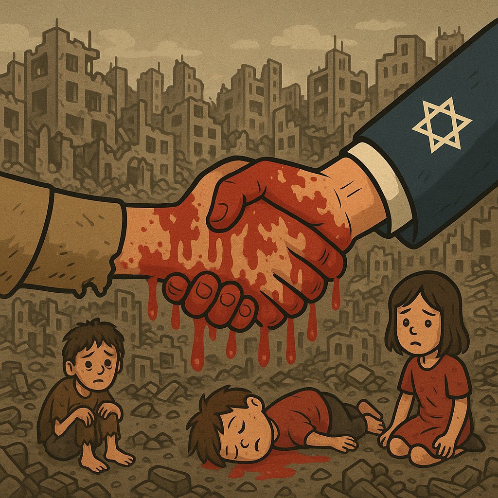 دم الطفل الفلسطيني أغلى من كلّ معاهدات العالم،
وشرف القدس لا يُقايض بمؤتمر،
ولا يُباع على طاولات المساومة.

 #تطبيع_فوق_الجثث