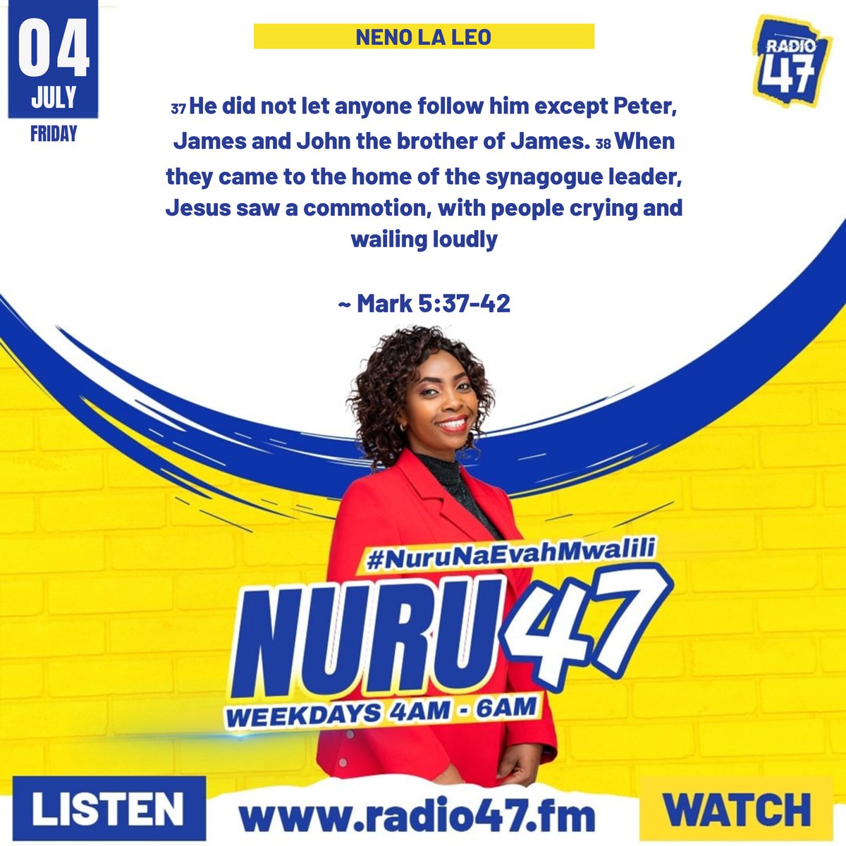 #Neno..USIMRUHUSU KILA MTU! Marko 5:37-42...Kuna kiwango Mungu anataka uingie na huwezi ingia na kila mtu, wengine watakaa kando ama uchague  watu utakaoenda nao. Yesu alichagua wanafunzi watatu na wazazi wa huyu mtoto pekee, mbona uruhusu kila mtu kwa maisha yako? #HapaNdipo