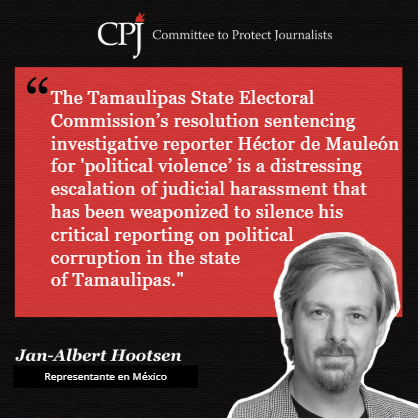 #MEXICO: The Committee to Protect Journalists (<a href="/pressfreedom/">Committee to Protect Journalists</a>) expresses its alarm over the ongoing judicial harassment against investigative reporter <a href="/hdemauleon/">Héctor de Mauleón</a> and newspaper <a href="/El_Universal_Mx/">El Universal</a>.