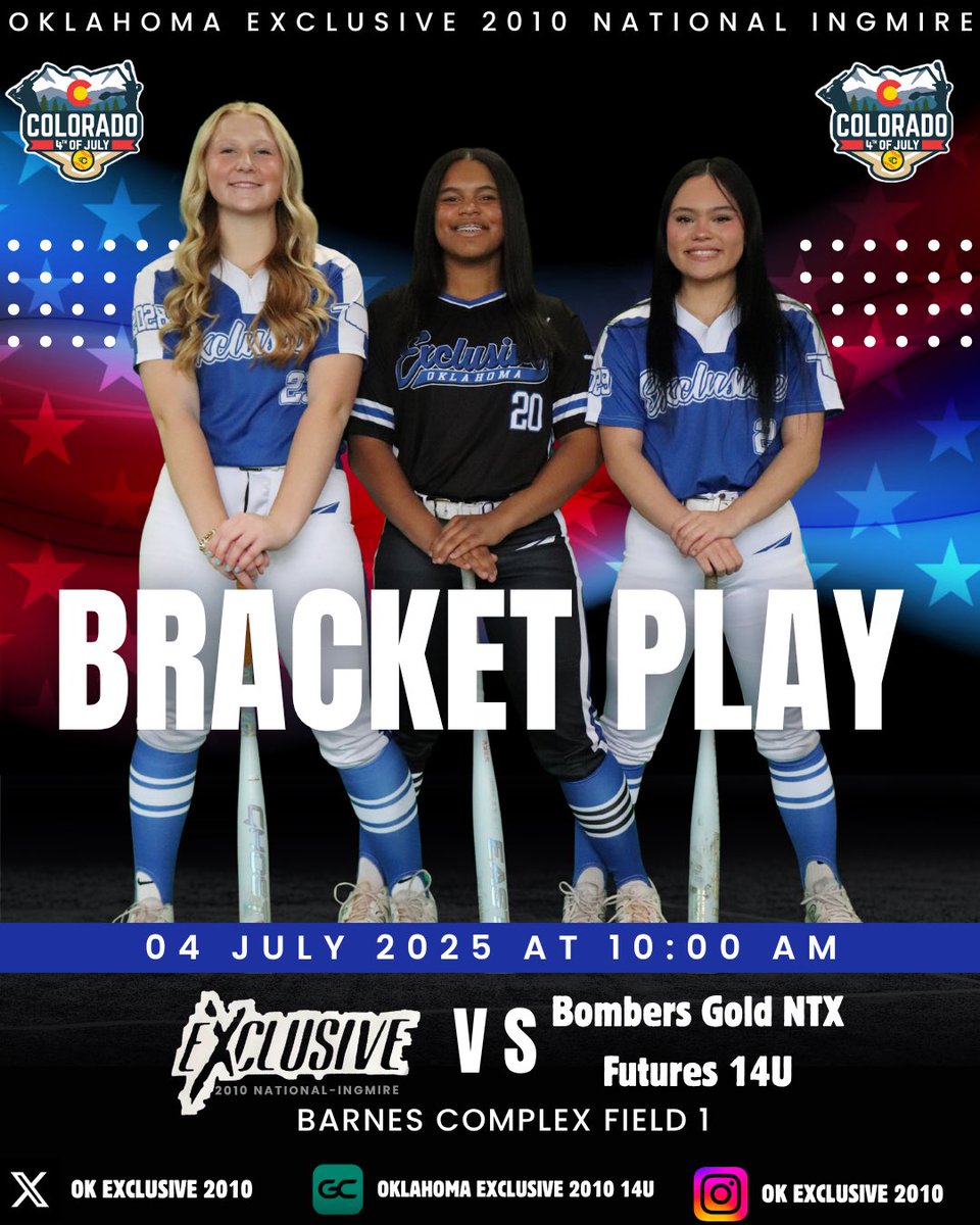 OKExclusive2010 (@okexclusive2010) on Twitter photo ๐ฅ๐ฅ BRACKET TIME. LETโS GET LOUD. ๐ฅ๐ฅ
The stage is set and the girls are ready! The Colorado Sparkler bracket battle begins now.
Oklahoma Exclusive 2010 is coming to play! ๐ฅ๐ช
<a href="/tagupSoftball/">tagup</a> <a href="/triplecrownspts/">Triple Crown Sports</a> <a href="/AGLSoftball/">AthletesGoLive Softball</a> <a href="/sbsportsnetwork/">SB Sports Network</a> <a href="/OKExclusiveSB/">OK Exclusive Softball</a> <a href="/COSparkFire/">CO 4th of July</a> ๐ฅ๐ฅ BRACKET TIME. LETโS GET LOUD. ๐ฅ๐ฅ
The stage is set and the girls are ready! The Colorado Sparkler bracket battle begins now.
Oklahoma Exclusive 2010 is coming to play! ๐ฅ๐ช
<a href="/tagupSoftball/">tagup</a> <a href="/triplecrownspts/">Triple Crown Sports</a> <a href="/AGLSoftball/">AthletesGoLive Softball</a> <a href="/sbsportsnetwork/">SB Sports Network</a> <a href="/OKExclusiveSB/">OK Exclusive Softball</a> <a href="/COSparkFire/">CO 4th of July</a>