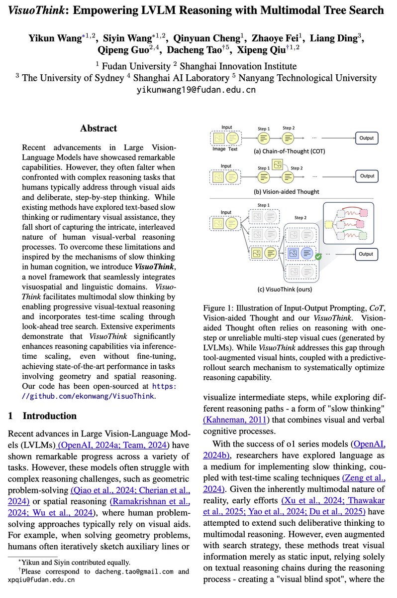 ngc7293q's tweet image. Thrill to share our 3 papers accepted to #ACL2025!
How to Mitigate Overfitting in Weak-to-strong Generalization
World Modeling Makes a Better Planner: Dual Preference Optimization for Embodied Task Planning
VisuoThink: Empowering LVLM Reasoning with Multimodal Tree Search